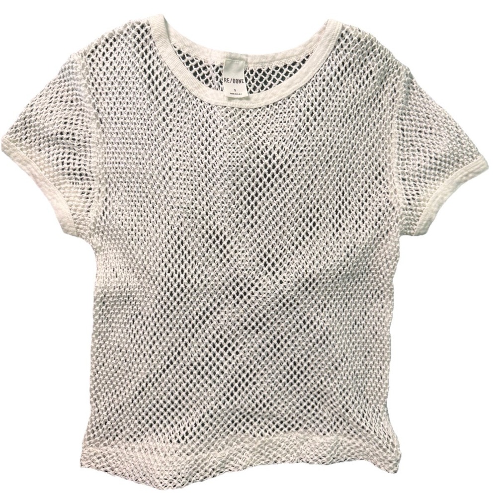 Re/Done Swedish Net Avant Garde Tee Shirt White Women's Small USA NWOT